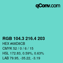 カラーコード: RGB 104.3 216.4 203 | qconv.com