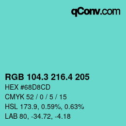 カラーコード: RGB 104.3 216.4 205 | qconv.com