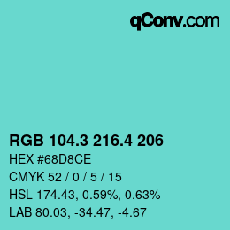 カラーコード: RGB 104.3 216.4 206 | qconv.com