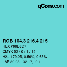 カラーコード: RGB 104.3 216.4 215 | qconv.com