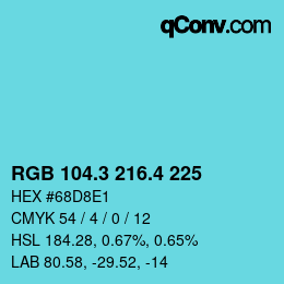 カラーコード: RGB 104.3 216.4 225 | qconv.com