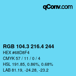 カラーコード: RGB 104.3 216.4 244 | qconv.com