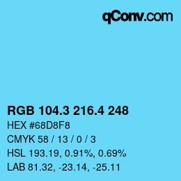 カラーコード: RGB 104.3 216.4 248 | qconv.com