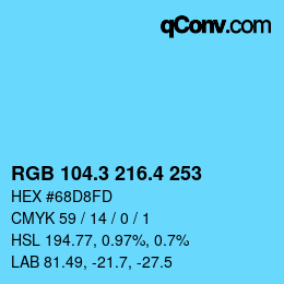 カラーコード: RGB 104.3 216.4 253 | qconv.com