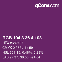 カラーコード: RGB 104.3 36.4 103 | qconv.com