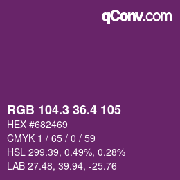 カラーコード: RGB 104.3 36.4 105 | qconv.com