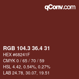 カラーコード: RGB 104.3 36.4 31 | qconv.com