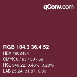 カラーコード: RGB 104.3 36.4 52 | qconv.com