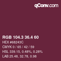 カラーコード: RGB 104.3 36.4 60 | qconv.com