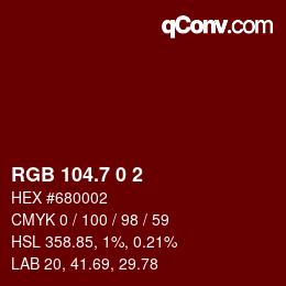 カラーコード: RGB 104.7 0 2 | qconv.com