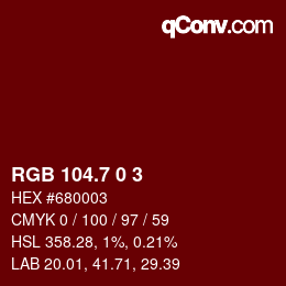 カラーコード: RGB 104.7 0 3 | qconv.com