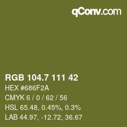 カラーコード: RGB 104.7 111 42 | qconv.com