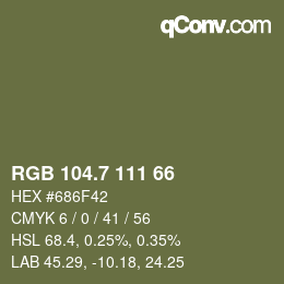 カラーコード: RGB 104.7 111 66 | qconv.com