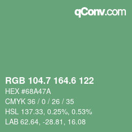 カラーコード: RGB 104.7 164.6 122 | qconv.com