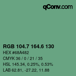 カラーコード: RGB 104.7 164.6 130 | qconv.com