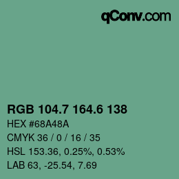 カラーコード: RGB 104.7 164.6 138 | qconv.com