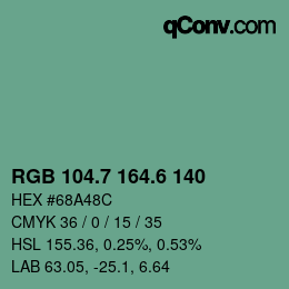 カラーコード: RGB 104.7 164.6 140 | qconv.com