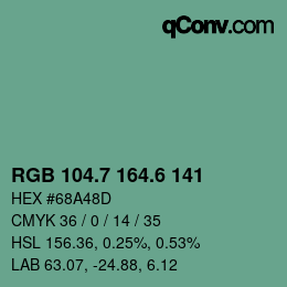 カラーコード: RGB 104.7 164.6 141 | qconv.com