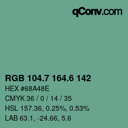 カラーコード: RGB 104.7 164.6 142 | qconv.com