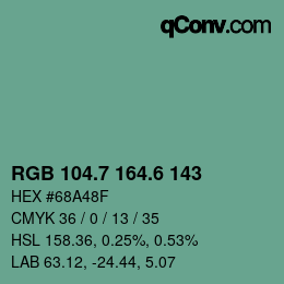 カラーコード: RGB 104.7 164.6 143 | qconv.com