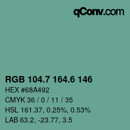カラーコード: RGB 104.7 164.6 146 | qconv.com