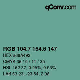 カラーコード: RGB 104.7 164.6 147 | qconv.com