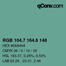 カラーコード: RGB 104.7 164.6 148 | qconv.com