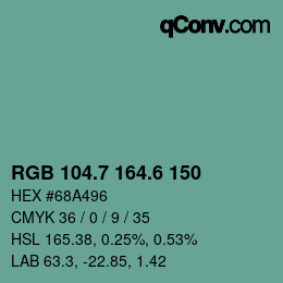 カラーコード: RGB 104.7 164.6 150 | qconv.com