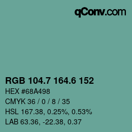 カラーコード: RGB 104.7 164.6 152 | qconv.com