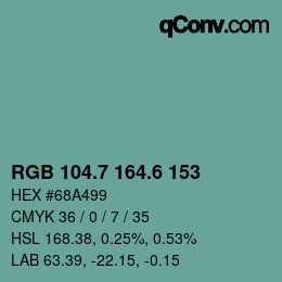 カラーコード: RGB 104.7 164.6 153 | qconv.com
