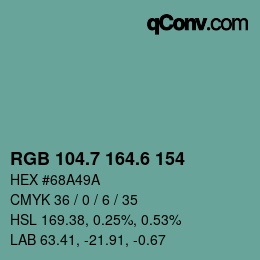 カラーコード: RGB 104.7 164.6 154 | qconv.com