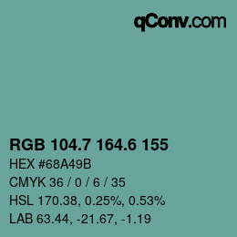 カラーコード: RGB 104.7 164.6 155 | qconv.com