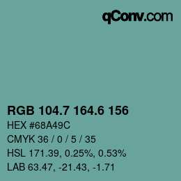 カラーコード: RGB 104.7 164.6 156 | qconv.com