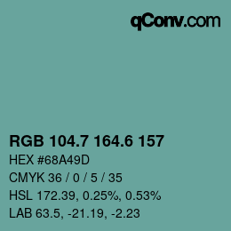 カラーコード: RGB 104.7 164.6 157 | qconv.com