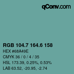 カラーコード: RGB 104.7 164.6 158 | qconv.com