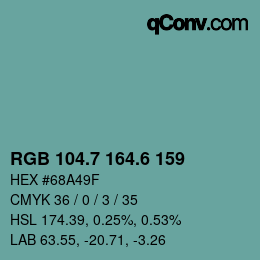 カラーコード: RGB 104.7 164.6 159 | qconv.com