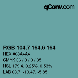 カラーコード: RGB 104.7 164.6 164 | qconv.com
