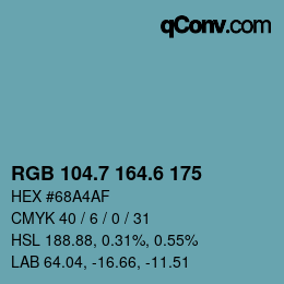 カラーコード: RGB 104.7 164.6 175 | qconv.com
