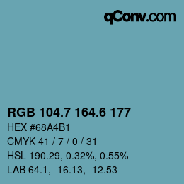 カラーコード: RGB 104.7 164.6 177 | qconv.com