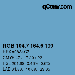 カラーコード: RGB 104.7 164.6 199 | qconv.com