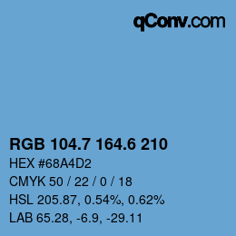 カラーコード: RGB 104.7 164.6 210 | qconv.com