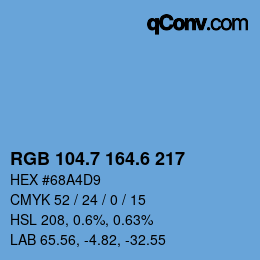 カラーコード: RGB 104.7 164.6 217 | qconv.com