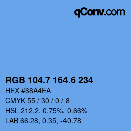 カラーコード: RGB 104.7 164.6 234 | qconv.com