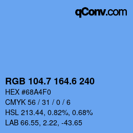 カラーコード: RGB 104.7 164.6 240 | qconv.com