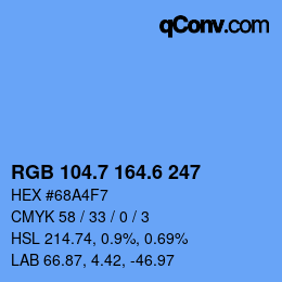 カラーコード: RGB 104.7 164.6 247 | qconv.com