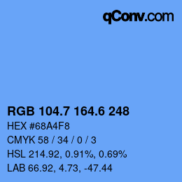 カラーコード: RGB 104.7 164.6 248 | qconv.com