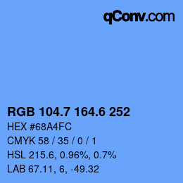 カラーコード: RGB 104.7 164.6 252 | qconv.com