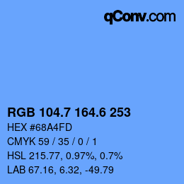 カラーコード: RGB 104.7 164.6 253 | qconv.com