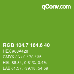 カラーコード: RGB 104.7 164.6 40 | qconv.com