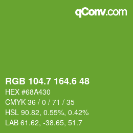 カラーコード: RGB 104.7 164.6 48 | qconv.com